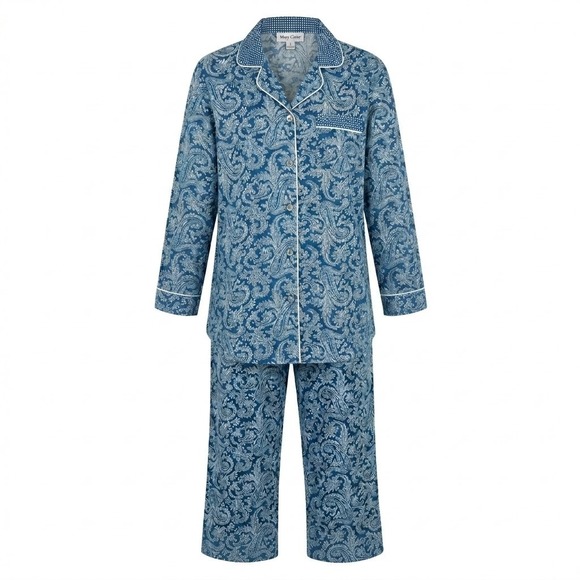 Miss Elaine Other - Miss Elaine Petites Medium Blue Paisley Button Front Soft Pajama Set‎ PM Lounge